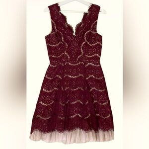 TRIXXI burgundy Lace sleeveless fit and flare dress Sz M